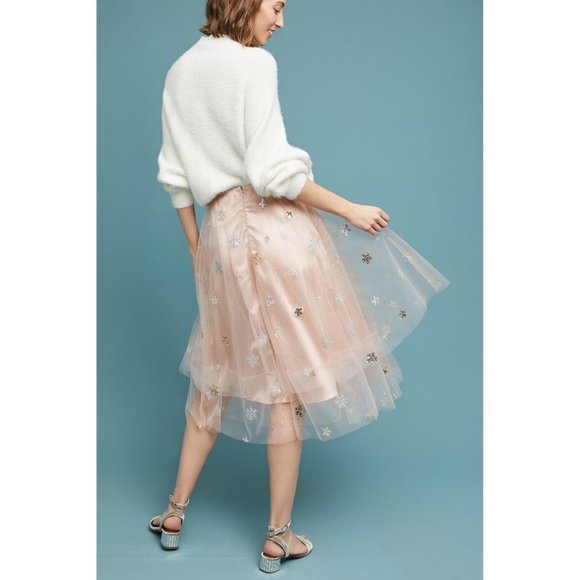 Anthropologie Eva Franco Metallic Tulle Midi Skirt - Picture 6 of 6